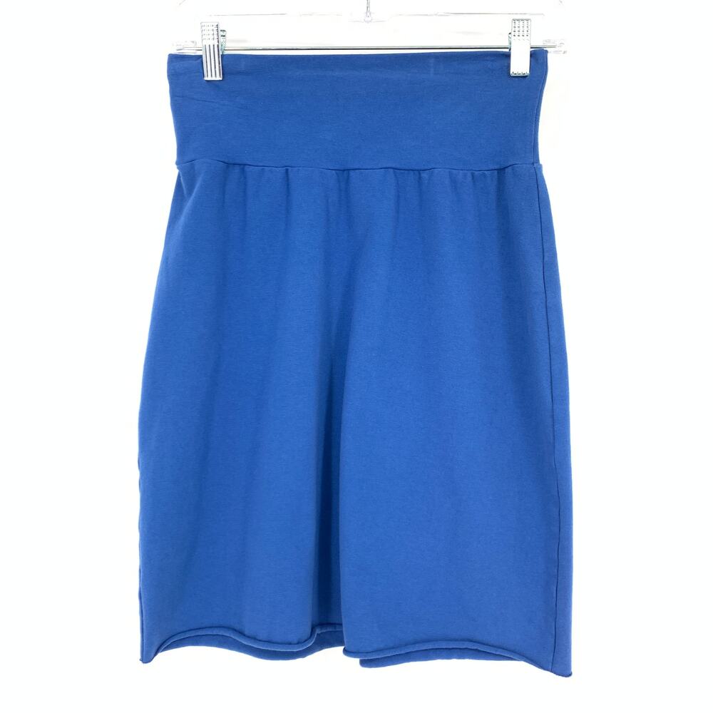 Cut Loose Skirt Women's Size XS Jersey Knit Mini Blue Raw Edge Pull On Stretch